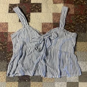 American Eagle XL Blue Striped Babydoll Top